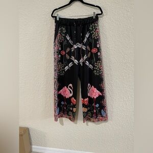 Floral Black Boot Cut Pants